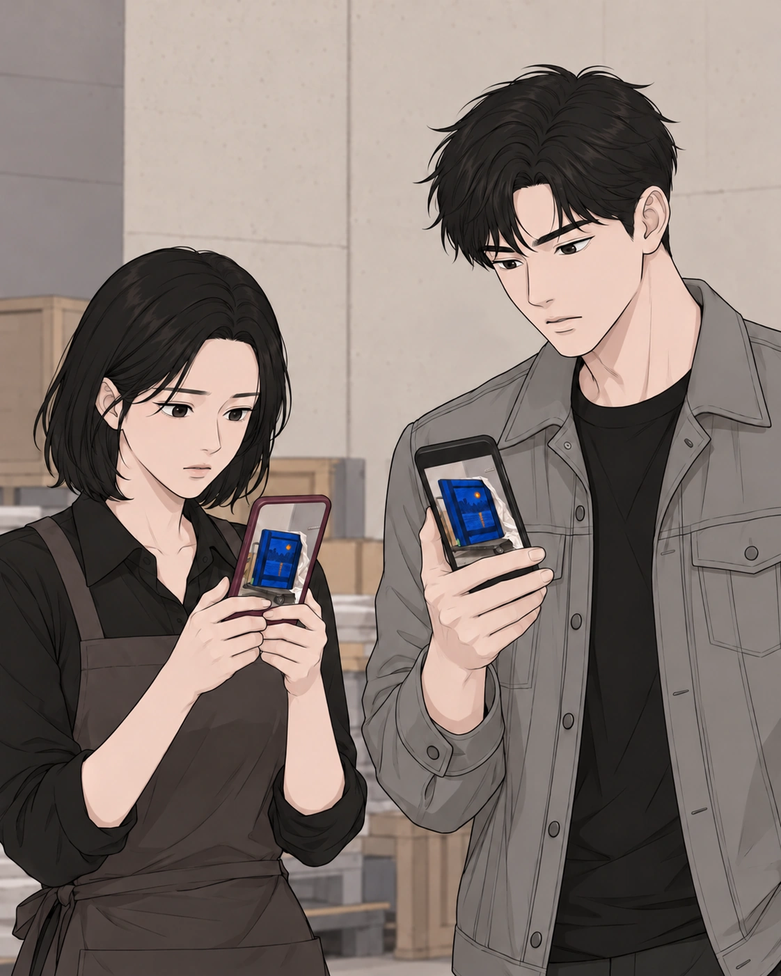 도윤이 사진을 보내고 지우가 받는다.