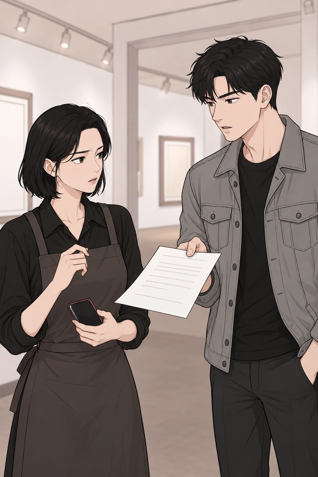 도윤이 자신의 서명이 있는 확인서를 지우에게 건넨다.